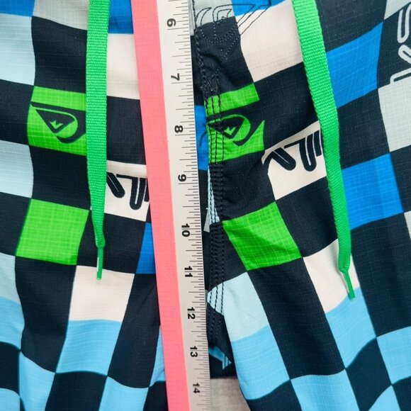 VTG 90s Quicksilver Board Shorts Men 38 Checkerboard Drawstring Surf Sportswear - Picture 10 of 13